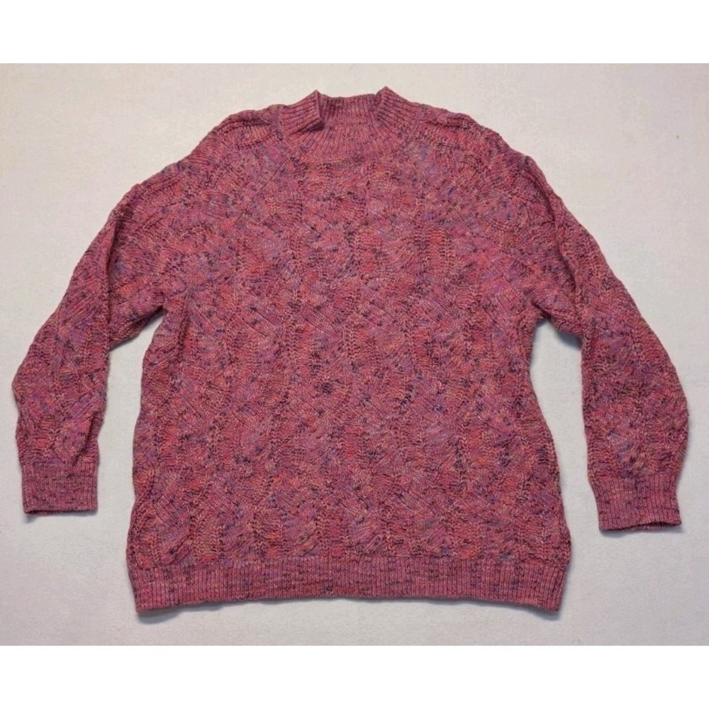 J Jill Wearever Knit Sweater Womens L  Textured Multiyarn Textured Pullover Pink
